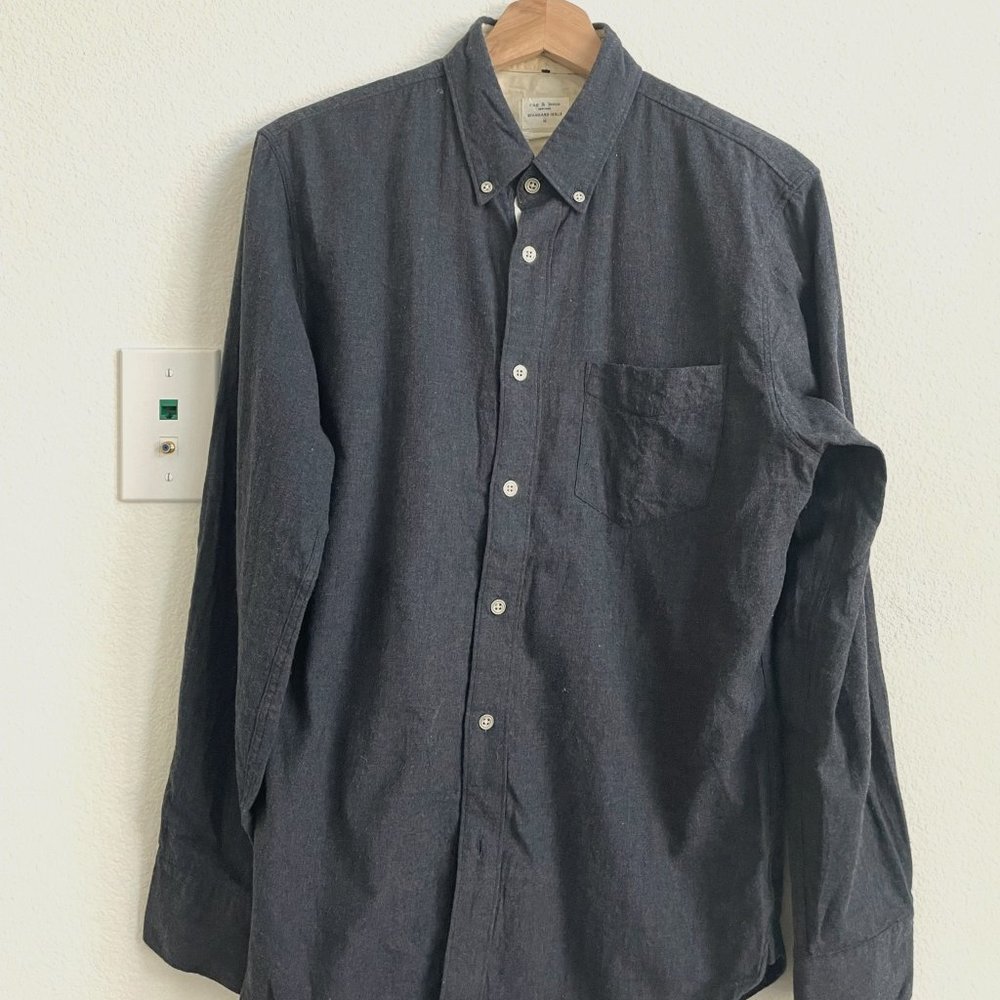 Rag & Bone Men's Blue Flannel Button Down, Medium